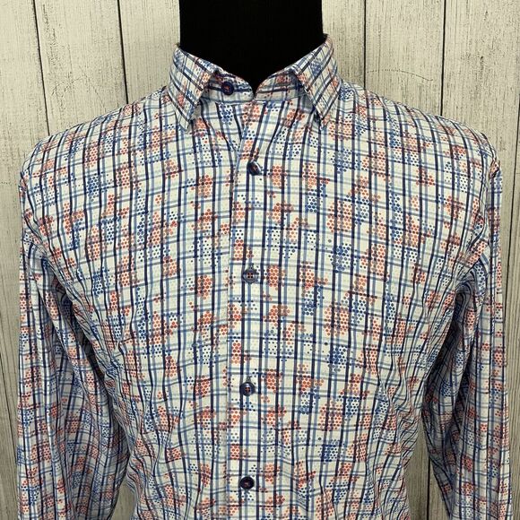 Visconti Black Other - Visconti Black Men's XL Multicolor Contrast Cuff Long Sleeve Button-Front Shirt